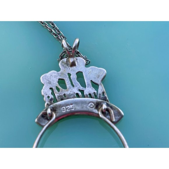 Vintage Lil Angels 925 silver Charm Holder Pendant Chain Pink charm - Picture 6 of 16